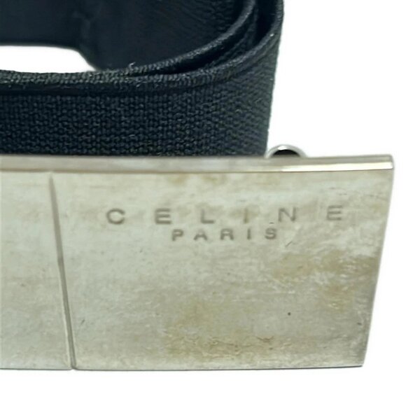 CELINE - Black Silver Chemical Fiber Hardware Belt - Picture 4 of 5